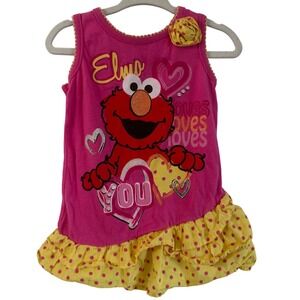 Y2K 2012 Sesame Street Elmo Loves you girls 18 month sleeveless top pink ruffle